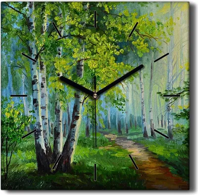 Produktbild von Coloray Hodiny Unikátní 30x30 cm  Tiché hodiny Pro obývací pokoj a kuchyň Nástěnné hodiny Plátno Černé ručičky hodin - Waldweg odchází