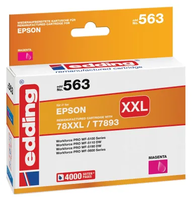 Produktbild von Edding Tintenpatrone ersetzt Epson 78XXL / T7893 Kompatibel einzeln Magenta EDD-563 18-563 (18-563)