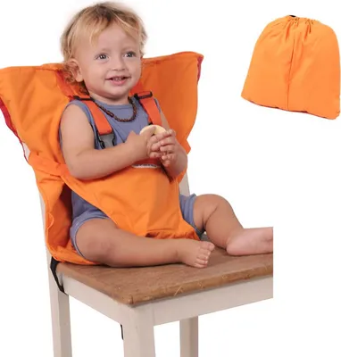 Image de Ceinture de sécurité pour bébé, housse de siège de chaise haute pour enfant réglable, sécurité, housse de siège de sac lavable, orange