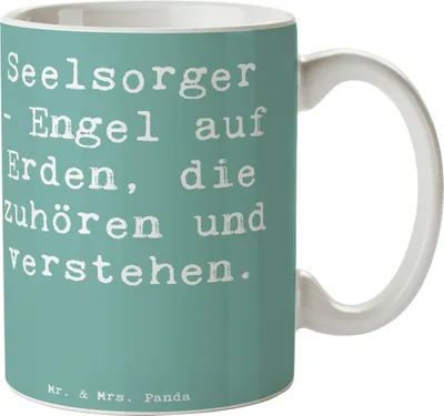 Produktbild von Mr. & Mrs. Panda Pott Spruch Seelsorger Engel - Meeresbrise - Geschenk, Aufmerksamkeit, Trauer, Herz, Weisheit, Tasse, Teepott, Zweifel, Bedingungslos, Becher, Teetasse