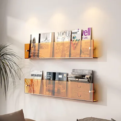 Obrázok produktu pre Držiak na časopisy z akrylu, 2 kusy, na upevnenie na stenu