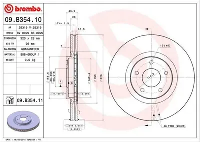 Zdjęcie produktu dla Tarcza hamulcowa BREMBO 09.B354.11