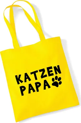 Produktbild von Huuraa Jutebeutel Katzenpapa Tapse 10 Liter Yellow Baumwolle Tasche Geschenkidee