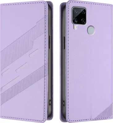 Produktbild von Hülle für Realme C25/Realme C15/Realme C12/Realme 7i, Kunstleder Brieftaschen Handyhülle mit Kartenfach und Standfunktion Violett