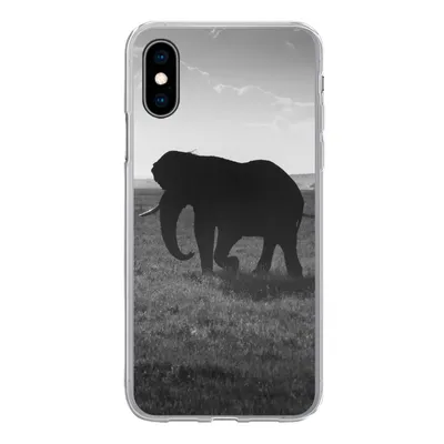 Produktbild von MuchoWow® Handyhülle Schutzhülle Hülle für iPhone X Elefant - Einfarbig - Tiere - Schwarz und weiß Silikon Softcase Handy Hülle - Handyhülle