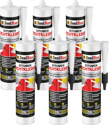 Produktbild von Isolbau Bitumen-Dichtkleber - 6 x 310 ml Klebstoff & Dichtmasse für Montage & Reparatur von Bitumen-Schindeln - Schwarz