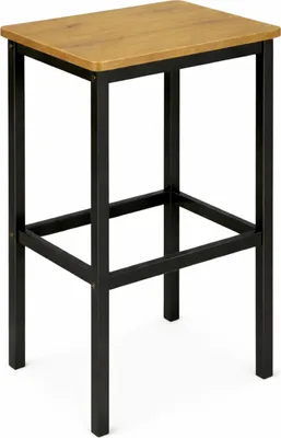 Produktbild von BEGRYF Barhocker 65 cm Eichefarben 40x30 cm, schwarzes Metallgestell, Küchenhocker Industrial