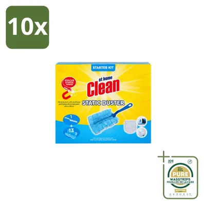 Productafbeelding van 10 x Starterset "At Home Clean" met elektrostatische microvezeldoeken voor het verwijderen van stof - voorraadverpakking - 10 stuks
