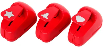 Produktbild von Creativ Company Stanzer Stern, Herz, Weihnachtsbaum, Größe 16 mm, rot, 1 Set