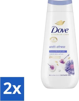 Zdjęcie produktu dla Krem pod prysznic Dove – Anti-Stress – Rumianek i mleko owsiane – 225 ml – opakowanie ekonomiczne – 2 sztuki