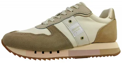 Image de Blauer USA Melrose 02 : chaussures de sport pour femmes, lacées, couleur beige, style décontracté