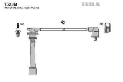 Produktbild von TESLA T523B Zündkabelsatz Zündleitungssatz für HYUNDAI GETZ (TB) für KIA RIO II (JB)