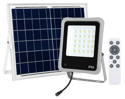 Immagine prodotto di Faretto Led Solare con Telecomando 20W 1800 lm IP65 Luce Fredda 6000k Alluminio