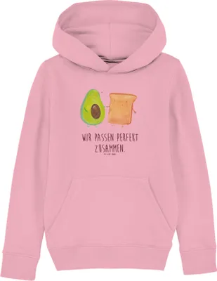 Produktbild von Mr. & Mrs. Panda Kinderpullover Avocado Toast 7-8 Jahre (122/128) - Baumwolle Pink - Geschenk, Pärchen, Liebe, Hochzeit, Hoodie, Kapuzenpullover, Hochzeitsgeschenk, Freundin