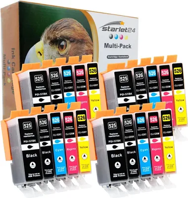 A multi-pack of ink cartridges is displayed in front of its packaging, which features an eagle's eye.