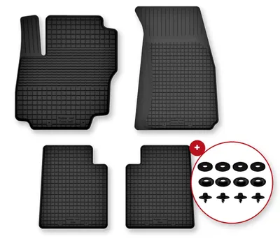 Produktbild von Gummifußmatten Wannenmatten Schwarz für Ford Mondeo MK5 2015- 4-tlg mit Clips