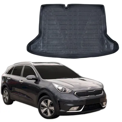 Image de Tapis De Coffre Sur Mesure Pour Kia Niro 2016-2022, Noir, Antidérapant, Bord Haut, Toutes Saisons