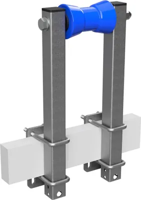 Obrázok produktu pre Polyuretánový kýlový valec s podperami roll pomoc pri spúšťaní prívesu na čln pozinkované SUPROD, B=130, L=450 mm, modrá