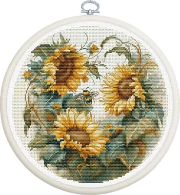 Zdjęcie produktu dla Zestaw do haftu krzyżykowego Luca-S z obręczą do haftu "Słonecznik", wzór liczony, 17x17cm
