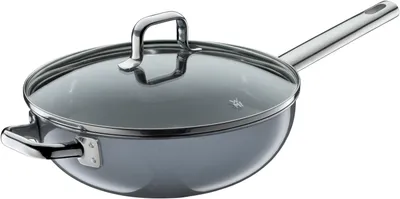 Produktbild von WMF Fusiontec Mineral Wok mit Glasdeckel, 28 cm, Platinum 3201113916 4000530750693