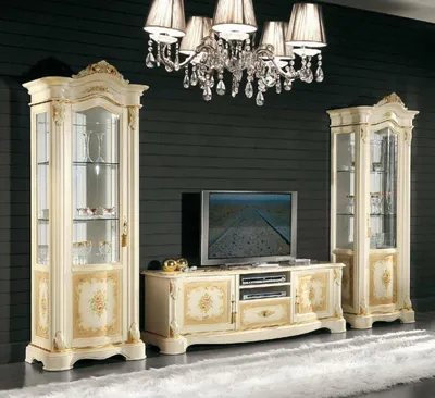 Produktbild von Wohnzimmer 2x Vitrine Wohnwand Schränke Design tv Vitrinen Set 3tlg Schrank Neu