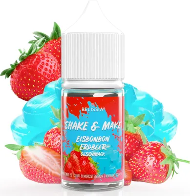 Produktbild von Belissia Shake and Make Eisbonbon-Erdbeer Refill - 30 ml hochdosiertes Lebensmittelaroma - zum Nachfüllen - Für Backen, Speisen, Getränke, Shakes, DIY uvm