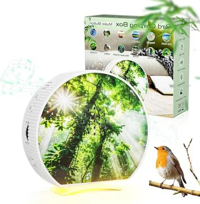 Productafbeelding van Natuurgeluidsbox - Geluidstherapie Machine - Ontspannend Slapen - Bewegingssensor - 10 x 9 x 3.3 cm - Wit