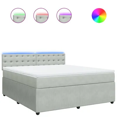 Produktbild von Boxspringbett mit Matratze Hellgrau 180x200 cm Samt