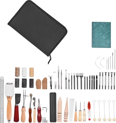 Produktbild von SucceBuy Lederwerkzeug-Set 50-teilig für Prägen, Stanzen und Nähen