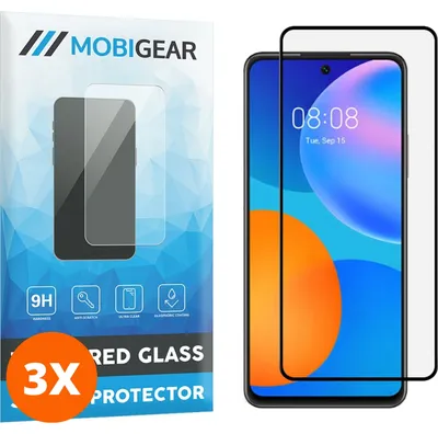 Produktbild von Mobigear Premium 9.98 Huawei P Smart (2021) Panzerglas Gehärtetes Glas Displayschutz - Hüllenfreundlich - Schwarz (3er Pack)