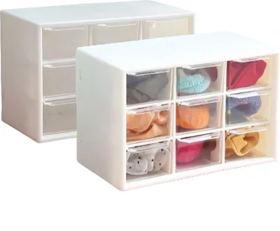 Produktbild von Aufbewahrungsbox mit Schubladen und Sortierkästen für die Büroorganisation in Weiß - Set von 2 Stück mit Schubladen.