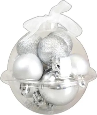 Produktbild von Set mit 9 silbernen Weihnachtsbaumkugeln