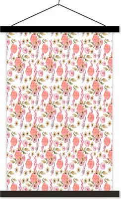 Produktbild von MuchoWow® Textilposter Blumen - Blüte - Weiß 60x90 cm mit schwarzem Rahmen - Poster Wohnzimmer