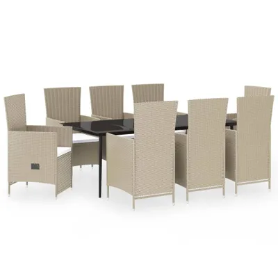 Image de salon de jardin 9 pièces avec coussins Beige