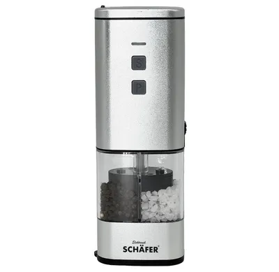 Produktbild von SCHÄFER 2in1 Salz- und Pfeffermühle Serie "Atom" elektrisch silber 11202