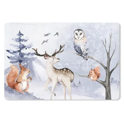 Produktbild von MuchoWow® Schreibtischunterlage Winter - Schnee - Hirsche 60x40 cm - XXL Mauspad - Großes Mauspad