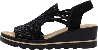 Produktbild von Rieker Damen Sandalette Hochfront mit Strass und Cut-Outs 67465, Größe:40 EU, Farbe:Schwarz