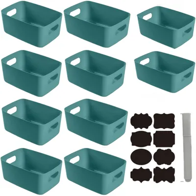 Immagine prodotto di Omgoods - Set di 10 ceste di plastica verde - Organizzatore per cucina e bagno