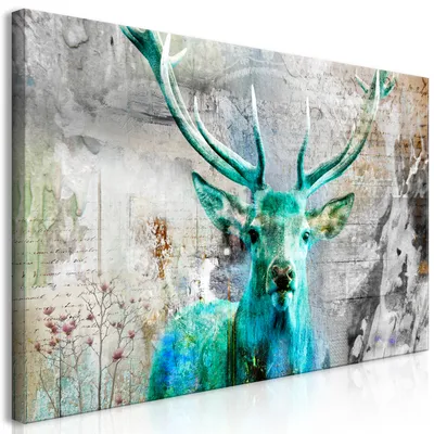 Produktbild von Wandbild Mega XXXL Hirsch 250x125 cm Einteiliger XXL-Format Kunstdruck zur Selbstmontage Leinwandbilder moderne Bilder DIY Wanddekoration Wohnung Deko Deer Tiere Vintage g-C-0060-ak-g