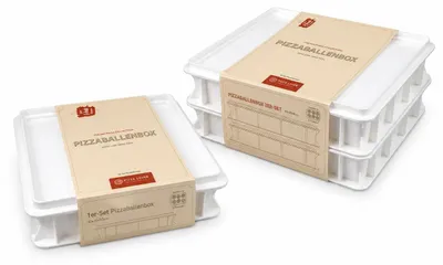Produktbild von Pizza Lover 3x Pizzaballenbox mit Deckel in weiß - Größe 30x40x7,5 cm Gärbox Teigballen Brotteig Hefeteig & Sauerteig Lebensmittel Box - Pizzazubehör
