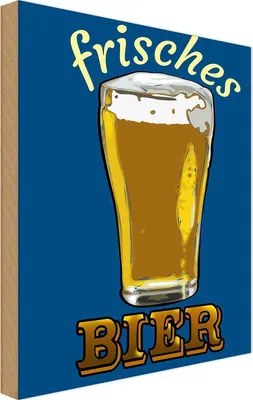 Produktbild von vianmo Holzschild 18x12 cm Alkohol frisches Bier Bierglas