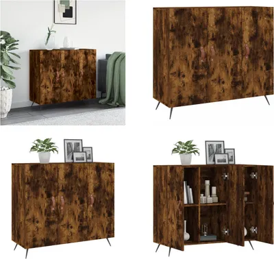 Image de vidaXL Sideboard chêne fumé 90x34x80 cm Bois composite - Sideboard - Buffets - Armoire - Armoire de stockage