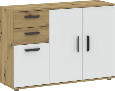 Zdjęcie produktu dla Komoda kombinowana RICHMOND – dąb artisan/biała
