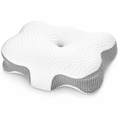 Produktbild von Nackenkissen Memory Schaum – ergonomisches Kopfkissen mit 2 Höhen für Rücken- & Seitenschläfer