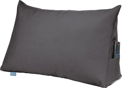 Produktbild von tb-furniture-gmbh Multifunktions-Keilkissen, dunkelgrau, 70x40x20cm, Rücken-, Lese- & Bettsitzkissen für Bett und Sofa, mit Polyester-Schaumstofffüllung, Seitenfach, Bezug abnehmbar & waschbar (30°C)