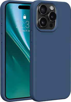 Image de Etteri Housse en silicone pour iPhone 15 Pro Max 6.7" Cover Housses pour téléphone portable bleu foncé