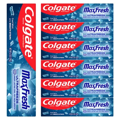Immagine prodotto di Colgate | Max Fresh Cool Mint - Dentifricio - 100 ml - 7 pezzi - Con cristalli rinfrescanti - Alito fresco - Protezione contro la carie