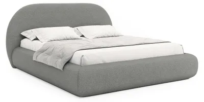Produktbild von Homebook BUVIO – Polsterbett mit Bouclé-Bezug und Stauraum, Grau, 140x200 cm