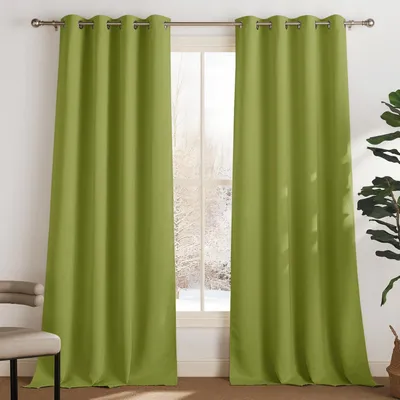 Produktbild von Verdunklungsvorhänge Thermo Gardinen Grün 2er Pack 245 x 140 cm