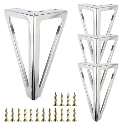 Image de Ensemble de 4 pieds métalliques pour meubles, adaptés aux armoires et aux commodes